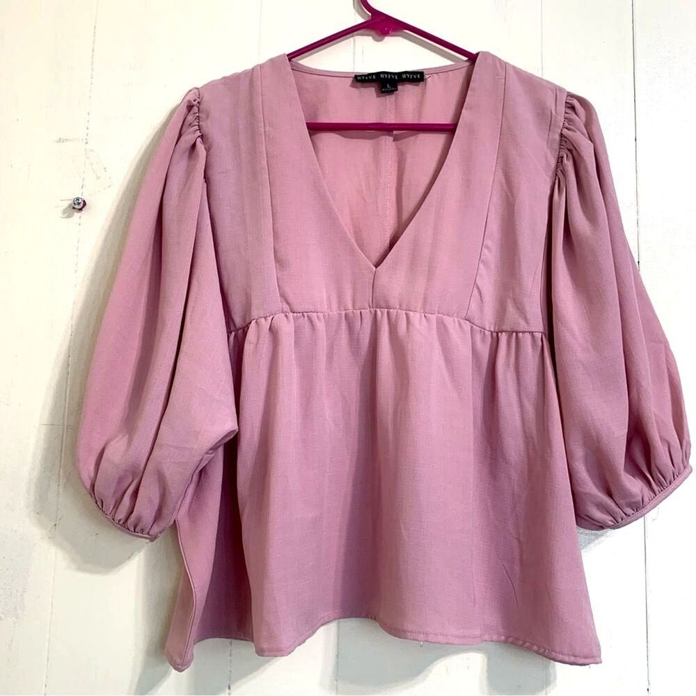 HYFVE Top Size Large Pink Oversized Crop Top Short Sleeve Lightweight Top